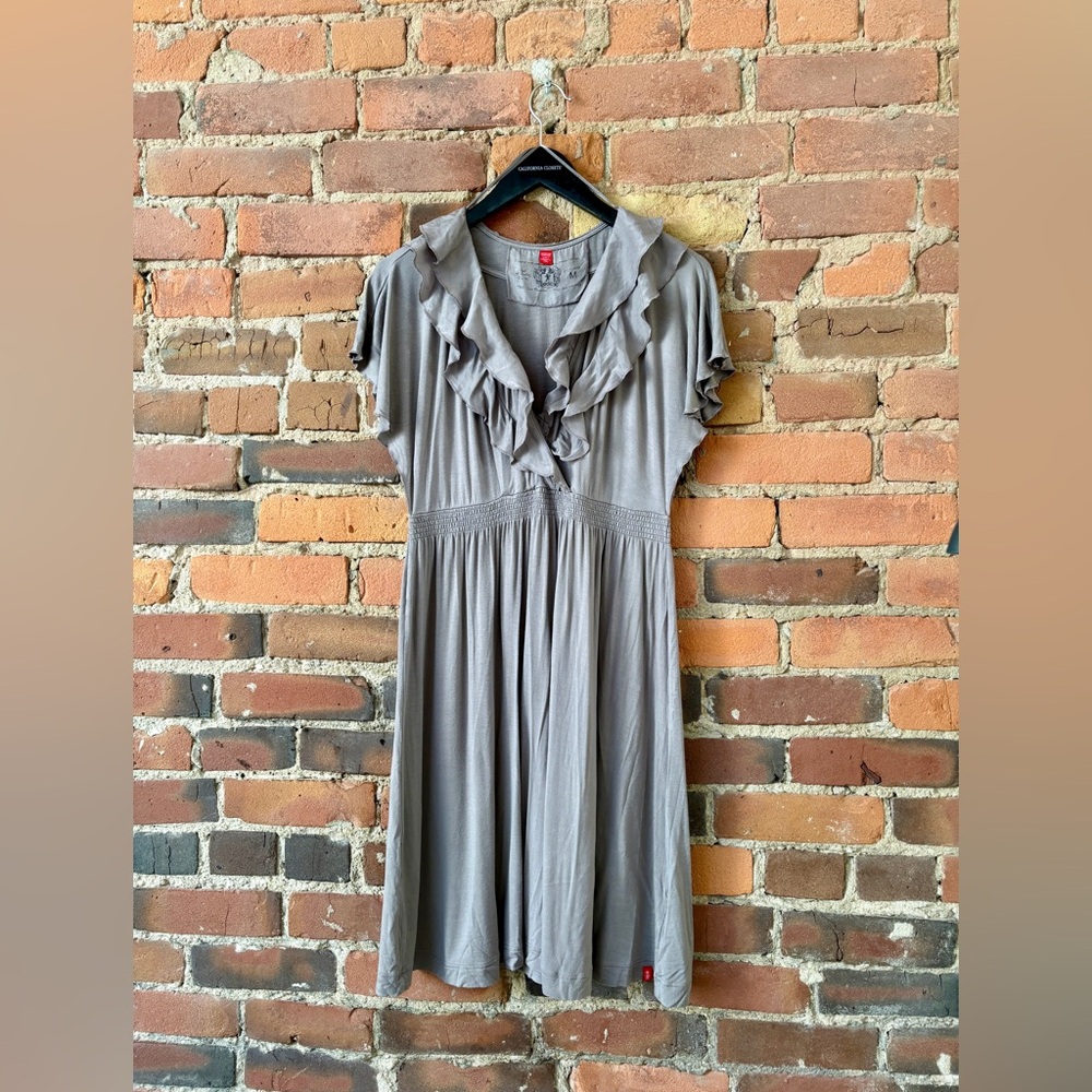 Silky EDC Silver Grey Ruffle Midi Dress.  Size: Medium